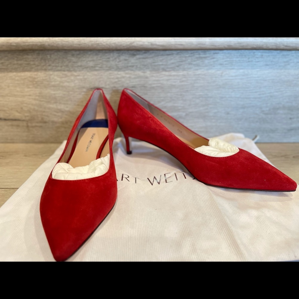 stuart weitzman Red suede low heels